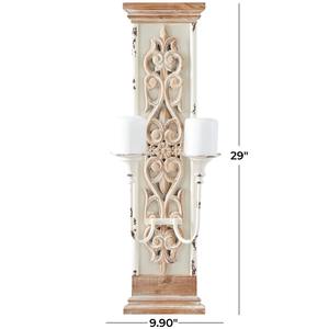 Appliques murales en bois, lot de 2, supports de bougies pilier à fixer au mur pour décoration de Noël, décoration murale rustique en bois de 29 pouces - Product Image 6