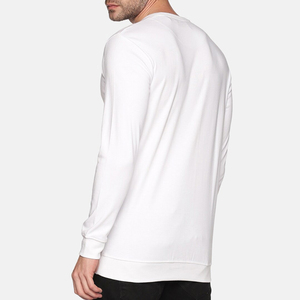<b>Men's</b> <b>White</b> O-Neck Long Sleeve Pullover <b>Sweatshirt</b> Regular Fit Casual Knitted 100% Cotton Autumn Solid Color Sweater - Product Image 3