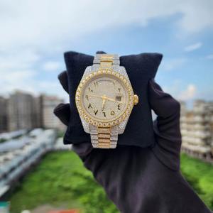 Reloj de Diamantes de Acero Inoxidable Directo de Fábrica, VVS1, Moissanita, Esfera Árabe, Lujoso, con Incrustaciones, Dos Tonos - Product Image 1