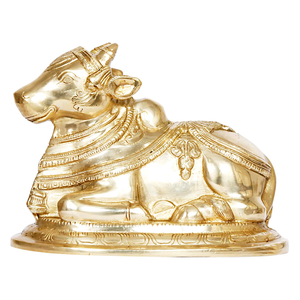 Estatua de Toro Nandi de Metal, Figura Decorativa de Vaca Sagrada Hindú, Decoración Religiosa Tradicional India para el Hogar, Escultura de Mesa - Product Image 4
