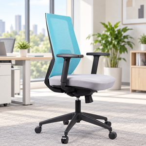 Ergonomic Mesh Executive <b>Office</b> <b>Chair</b> Lumbar Support Adjustable Armrest <b>Swivel</b> Open Back Plastic Base Contemporary Design Gray - Product Image 1
