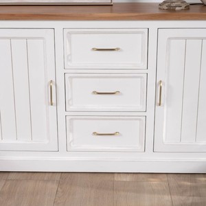 Vandana Crystal Texture White acacia <b>sideboard</b> 165cm with natural Trégastel top - Product Image 4