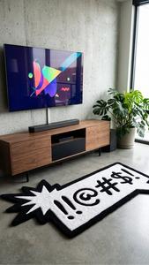 Alfombra Moderna de Lana con Diseño de Burbuja de Cómic, Antideslizante, en Blanco y Negro, Decorativa para Sala de Estar o Dormitorio - Product Image 5