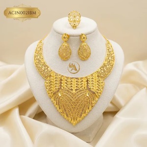 Luxury Arabic Dubai Style Brass 18K Gold Plated Flower Filigree Statement <b>Necklace</b> Set Earrings <b>Ring</b> | Elegant Bridal Women - Product Image 1