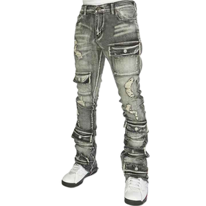 Jeans tendance pour hommes, vente en gros, pantalons en jean slim fit, jeans stretch pour hommes, jeans marron et noir pour hommes - Product Image 1