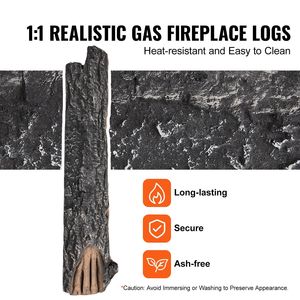 8 pezzi di tronchi di quercia resistente al calore caminetto a Gas tronchi in ceramica realistici esterni rami di legno per interni parti del camino - Product Image 5
