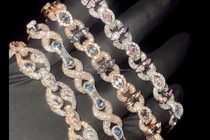 Premium handcrafted moissanite chain bracelets in <b>rose</b> <b>gold</b> and white <b>gold</b> finish designed for bridal fashion and luxury styling - Product Image 2