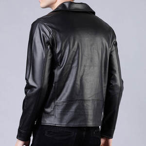 Novedades en Moda Masculina, Chaqueta de Cuero para Hombre, Ecológica, Transpirable, Cuello Cuadrado, Cierre de Cremallera, Bolsillos, Estilo Safari, Corte Ajustado - Product Image 6