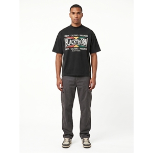 T-shirt personnalisé pour homme avec impression graphique en relief, 240 g/m², XS-2XL, coton/polyester de qualité supérieure, étiquette personnalisée OEM - Product Image 1