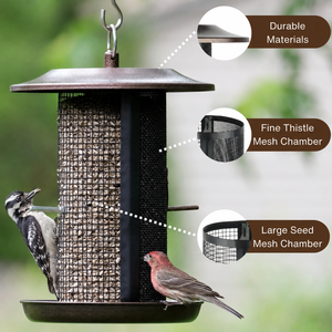Comedero para pájaros de bronce personalizado, de doble cámara, de metal y malla de cobre, para colgar al aire libre, a precio de mayorista. - Product Image 4