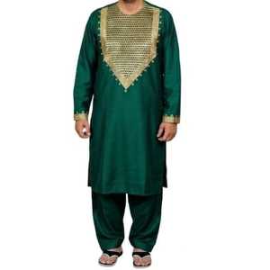 Ensembles de vêtements d'extérieur pour hommes afghans – Tenue traditionnelle Shalwar Kameez pour mariage et fête d'été avec broderie au col et gilet assorti 100 % - Product Image 4
