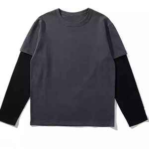 Customized Men's Clothing Double Layer Sleeve T-shirt Men's <b>Long</b> Sleeved Best Quality Printing T Shirt For Men's Adults - Product Image 4