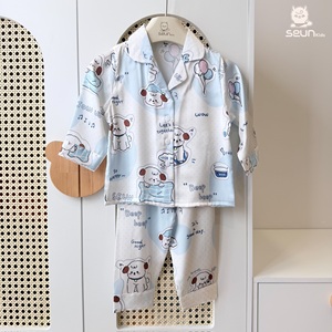 ชุดนอนเด็ก SeunKids ลายสัตว์เลี้ยง แขนยาว เนื้อผ้านุ่ม วิสโคส ผลิตในเวียดนาม - Product Image 5