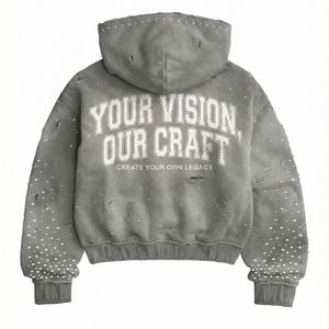 Sweat à capuche zippé tendance, coupe personnalisée, en molleton de coton épais, entièrement zippé, style streetwear décontracté, éco-responsable, unisexe - Product Image 2