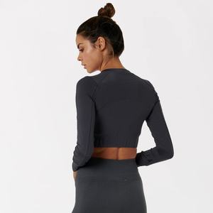 <b>Women's</b> Long Sleeve Seamless Yoga Crop <b>Top</b> Set High Waist <b>Compression</b> Leggings Gym Fitness Workout Activewear Sportswear - Product Image 3