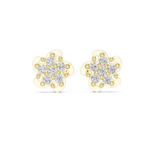 Boucles d'oreilles de fiançailles en or blanc 14 carats avec diamant rond cultivé en laboratoire pour femmes |   Nouveau diamant cultivé - Product Image 3
