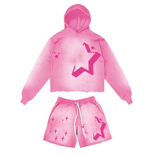 Survêtement 2-en-1 léger coupe ample en polyester/coton marron à capuche coupe-vent imprimé étoiles pour homme Econex Sports – Style streetwear - Product Image 3