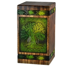 Premium Handcrafted American Style Acacia Wood Cremation Urn for Adult Human Ashes 200 Cubic Inch Storage <b>Memorial</b> Urn - Product Image 6