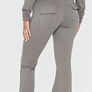 Conjunto Deportivo de 2 Piezas para Mujer, 100% Algodón, Gris Personalizado, 300 g/m², Sudadera con Cierre y Pantalones, Corte Ajustado, para Fitness y Running - Product Image 5
