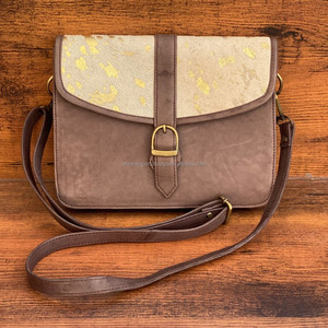 2024 Wholesale New Fashion Women's Hair on Metallic Cowhide Leather Crossbody <b>Handbag</b> Genuine Leather Designer Shoulder Purse - Product Image 2