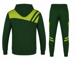 Ensemble de survêtement vert personnalisé à capuche pour hommes, ensemble de jogging sportif à fermeture éclair intégrale, vente en gros, vêtements de sport OEM - Product Image 2