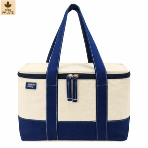 460 GSM Cotton Canvas Insulated Cooler Tote <b>Bag</b> Food <b>Cooling</b> 25.5x15.2x15.2 cm Custom Logo Wholesale OEM Model SS223-14Oz - Product Image 1
