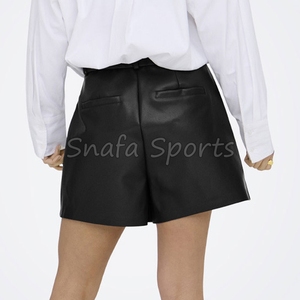 Wholesale Summer Leather Shorts For Women New Style Pockets And <b>Drawstring</b> Slim Fit 100% Leather Breathable Shorts for sale - Product Image 5