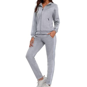 Conjunto Deportivo Rojo para Mujer, Color Sólido, Manga Larga, Cierre de Cremallera, Corte Regular, Transpirable, Informal para Otoño, 100% Poliéster - Product Image 4