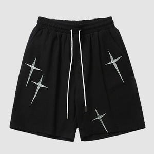 กางเกงขาสั้นเบอร์มิวดาสีดำสำหรับผู้ชายเอวกลางสไตล์ลำลอง - Product Image 1
