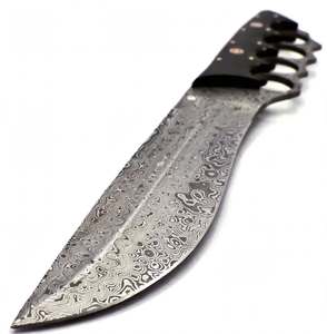 Couteau utilitaire artisanal en acier Damas orné à poignées multiples, manche en Micarta noir, pour DIY et OEM - Product Image 3