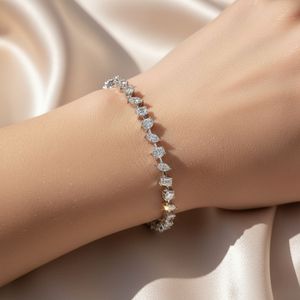Bracelet tennis 5.00CTW en diamants de formes variées, or 14K, diamants de laboratoire couleur E-F, pureté VVS2, maillons fantaisie multi-coupes, bijoux pour femme - Product Image 2