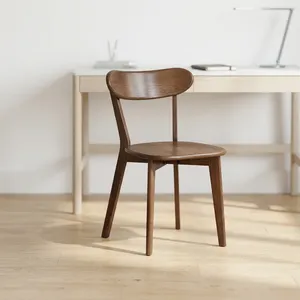 Chaise de salle à manger moderne en bois massif avec revêtement en velours, dossier incurvé et pieds effilés pour la décoration de la maison - Product Image 4