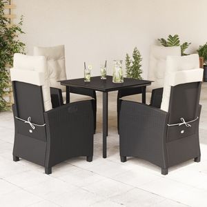 Set da Pranzo da Giardino in Polyrattan Nero per 4 Persone, Resistente alle Intemperie, Arredamento da Esterno dal Design Contemporaneo - Product Image 1