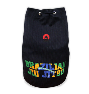 Sac de sport personnalisable en coton tissé perlé pour Jiu-Jitsu Brésilien, sac à dos à cordon 50-70L noir avec motif drapeau - Product Image 1