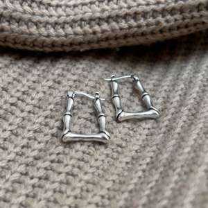 Pendientes de Aro Geométricos de Bambú para Mujer, Estilo Bohemio Étnico, Plateados y Chapados en Oro de 18K, Regalo para Fiestas, Venta al Por Mayor - Product Image 1