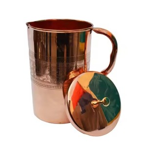 Elegant Copper Jug Drinking Pitcher Smooth Finish for Home Kitchen Dining <b>Table</b> Beverage Serving Daily Use Gift Purpose - Product Image 3