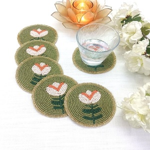 Hermosas Posavasos de Cuentas Bordadas a Mano, Posavasos de Cuentas de Moda para Comedor - Product Image 3