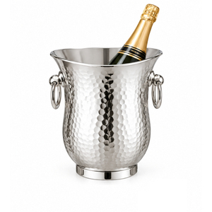 Seau à vin en cuivre martelé antique avec poignées en laiton en forme de gland, refroidisseur de bouteilles de champagne en métal et bac à glace vintage – Vente en gros - Product Image 4