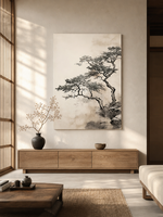 Grande toile texturée Wabi Sabi, art abstrait, peinture à l'huile d'arbre oriental, peinte à la main, décoration murale pour appartement moderne
