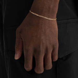18K Gold Plated Figaro Chain Bracelet | Classic Figaro Link Bracelet for <b>Men</b> & Women - Product Image 1
