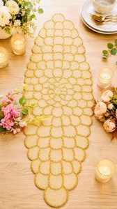 Bohemian Luxury Customized Fabric <b>Table</b> <b>Runner</b> Handmade <b>Gold</b> Beaded Pattern Eco-Friendly Durable for Dining <b>Table</b> Decoration - Product Image 3