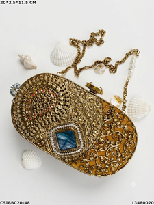 Bolso de Mano Rígido de Lujo Clásico Casual con Adornos de Latón, Madreperla y Cristal, con Correa de Cadena para Mujer, Ideal para Bodas y Fiestas - Product Image 5