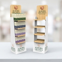 Présentoir personnalisé en carton jaune pour friandises pour animaux, 5 niveaux avec décorations d'oreilles d'animaux, pour merchandising au sol en magasin spécialisé en animaux de compagnie
