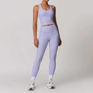 Nuevo Conjunto de Yoga para Mujer, Ropa Deportiva, Traje de Fitness para Correr, Spandex/Algodón/Fibra de Bambú, Secado Rápido, Transpirable, Alta Calidad - Product Image 3