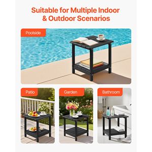 "Double Layer HDPE 17.72W X 14.96D X 17.32H Inch Patio & Mall <b>Outdoor</b> <b>Side</b> <b>Table</b> Easy Maintenance Harsh Weather Resistant" - Product Image 6