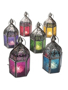 Linternas marroquíes antiguas negras Diseñador de vidrio de color Últimas linternas de jardín decorativas colgantes para Ramadán y Navidad - Product Image 3