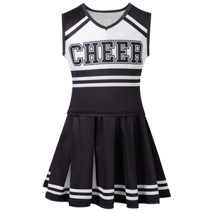 2026 Latest Articles Cheerleading Uniform Black <b>White</b> <b>Skirt</b> Style Adult Practice Dress Front Cheer Print Polyester Material OEM - Product Image 6