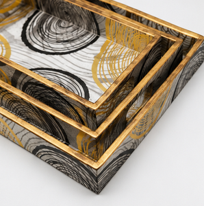 Custom MDF Enamel <b>Tray</b> Geometric Decorative <b>Serving</b> <b>Tray</b> OEM ODM Logo Design Custom Color Wholesale Manufacturer India - Product Image 5