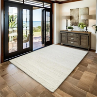Handmade Wool Braided Loop Pile Carpet Rug Non-Slip White Choti Pattern for Home Living Room & Prayer Use