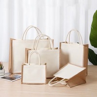 Sacs en jute multi-usages les plus vendus, motif lettres, taille moyenne, poignée en corde colorée, fermeture épaule, décontracté